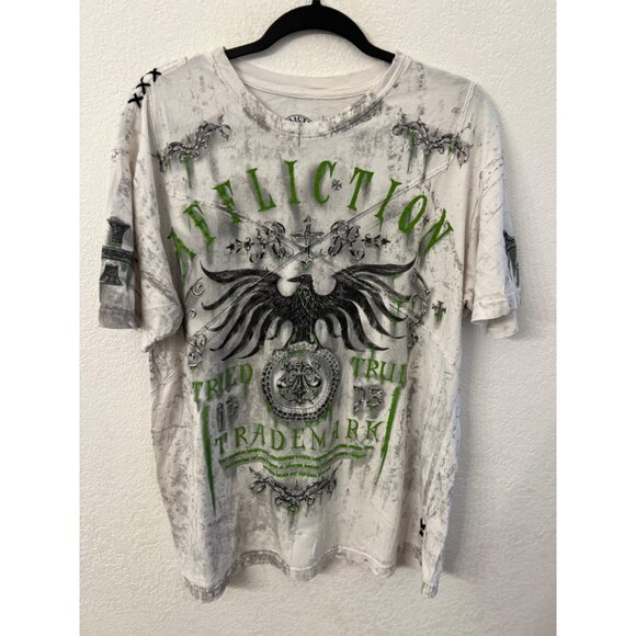 Affliction X-Large Graphic Tee True & Trademark Eagle Design Cotton Blend - Picture 1 of 5